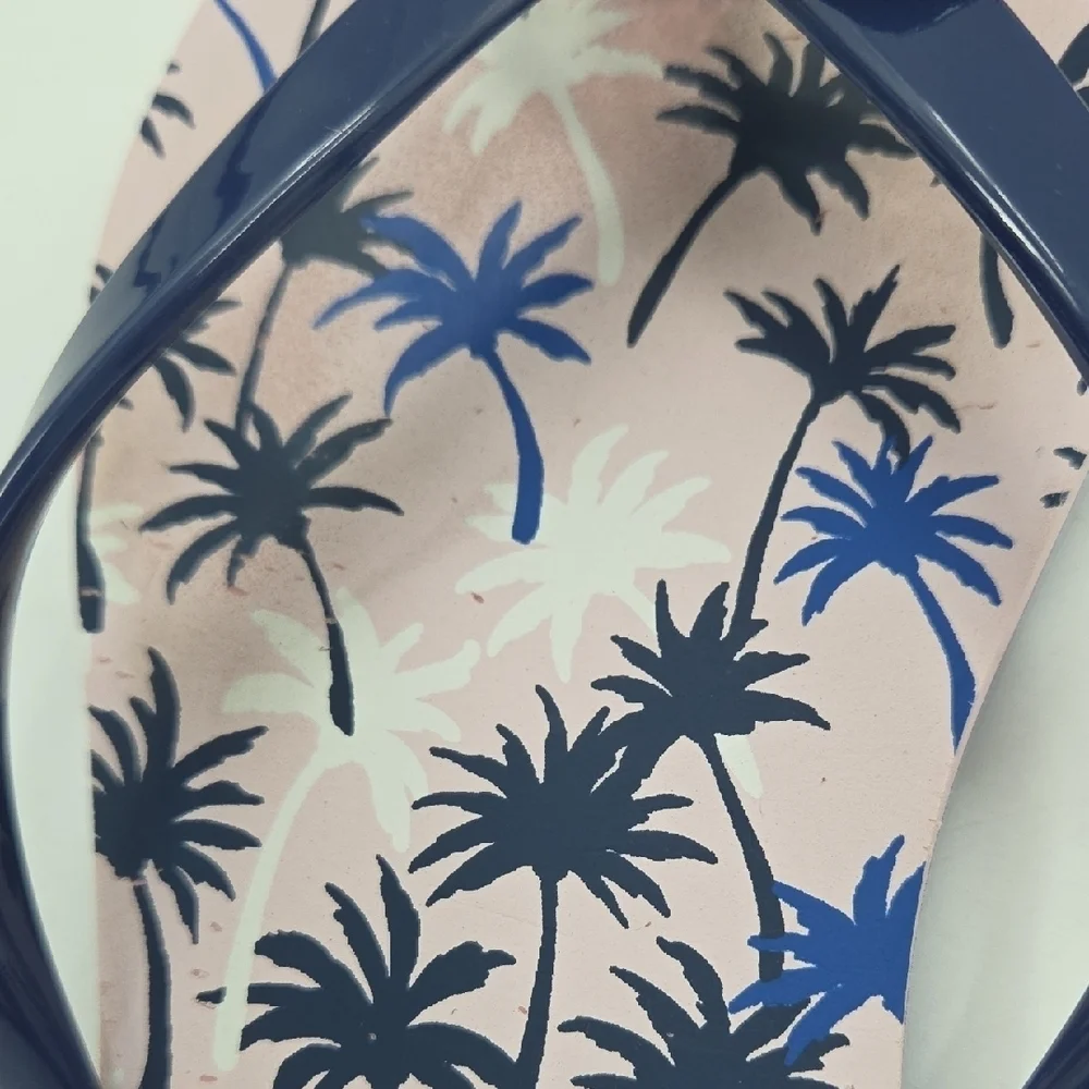 Kate Spade Navy and Pink Palm Sandals